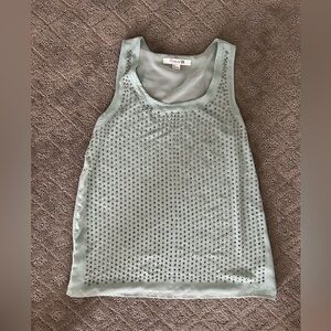 Women's Forever 21 Mint Green Studded Sheer Tank Top Blouse Size S